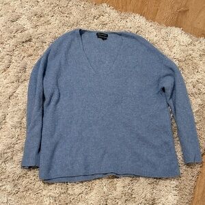 Something Navy Oversized Blue V-Neck Sweater